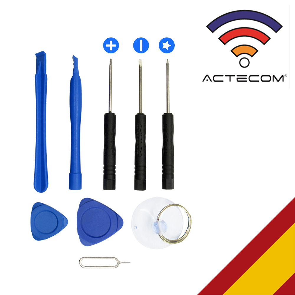 ACTECOM Kit Herramientas REPARACION MOVIL Consola Tablet 11 EN 1 PLASTICO Pack Smartphone Tool LCD Pantalla