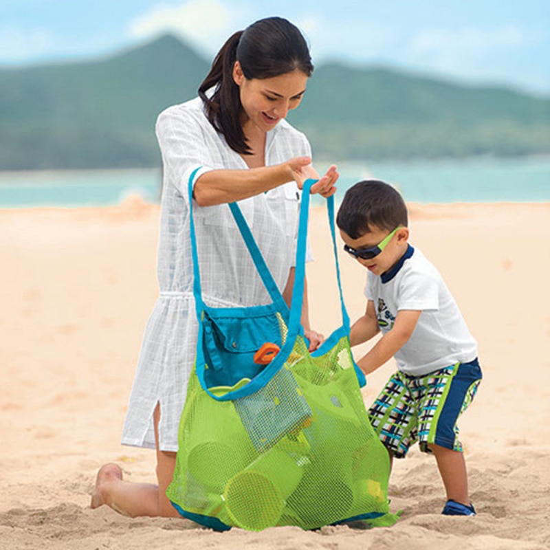 1Pc Plastic Accepteren Mesh Zak Netwerk Pakket Quick Tassen Buitenshuis Strand Zand Speelgoed Voor Kinderen Grappige Baby Zee Opslag marine Ballen