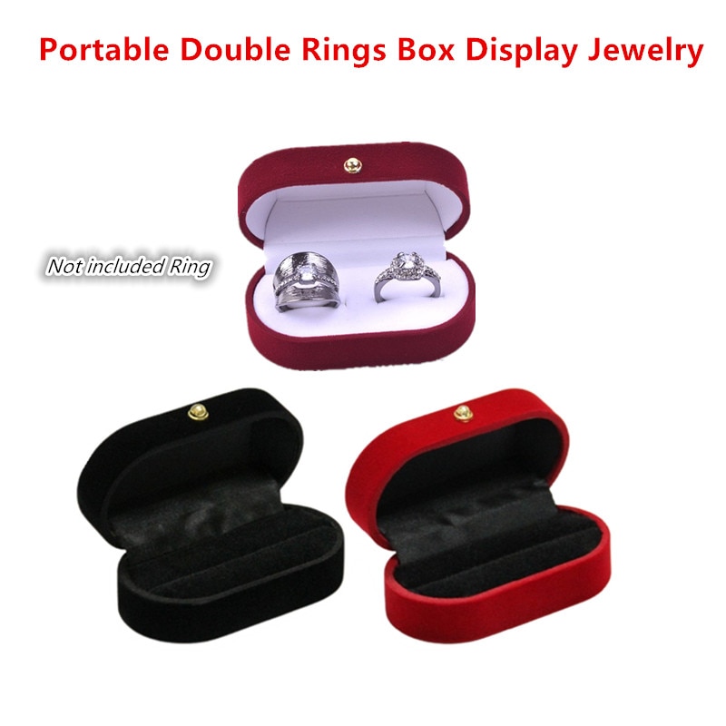 Caja de anillos doble portátil para mujer, expositor de joyas, soporte de , organizador de anillos de compromiso de boda, 1 ud.