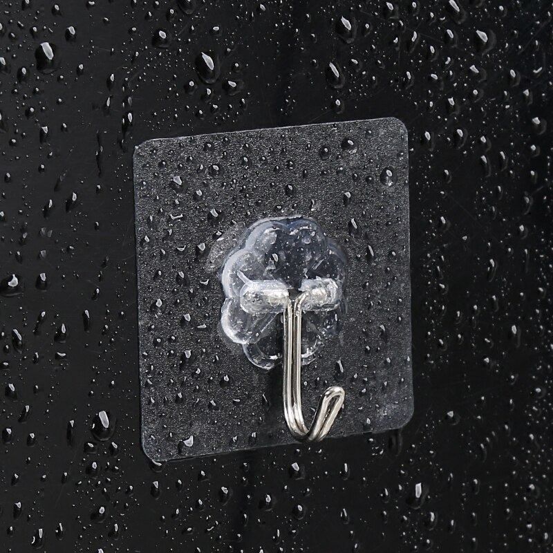 2 pièces Transparent fort auto-adhésif porte cintres muraux serviette vêtements porte-outils crochets pour accrocher cuisine salle de bain accessoire