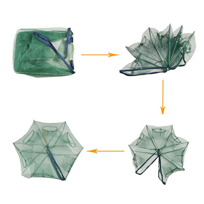 Automatic Fishing Net Trap Folded Hexagon 6 8 12 16 Holes Automatic Fishing Shrimp Trap Fish Shrimp Minnow Crab Fishing Net