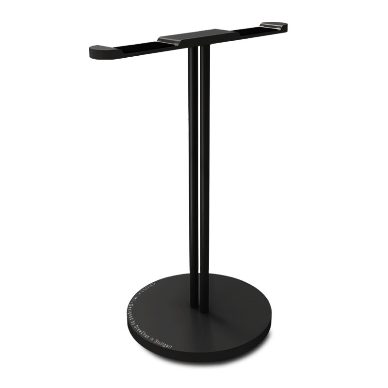 Aluminum Headphone Holder Stand Dual Hanger Holder Earphone Desk Display Rack Bracket with Anti-slip Pad for Game Headphones: black