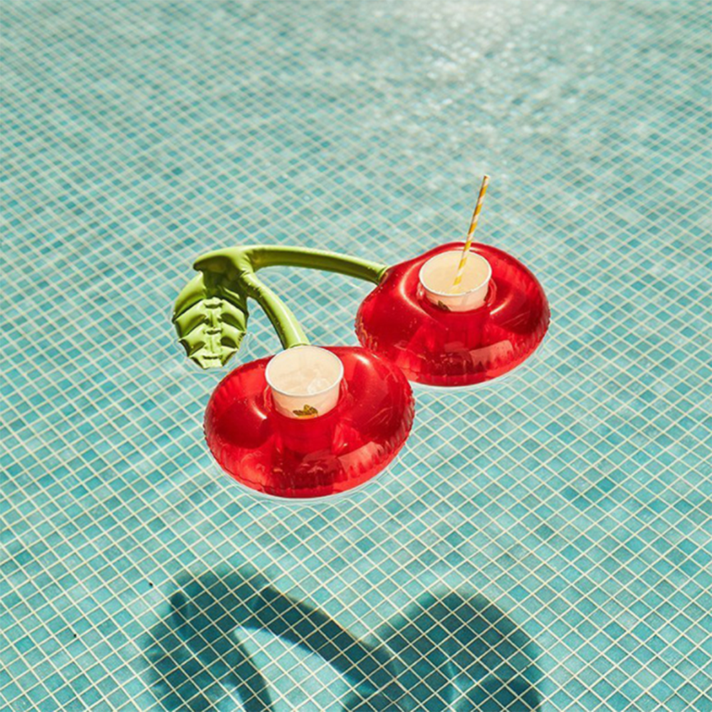 Porte-gobelet gonflable en forme de crabe cerise, 1 pièce, porte-boisson, flotteur de piscine, refroidisseur de bière, jouet de piscine, sous-verres flottants: Cherry