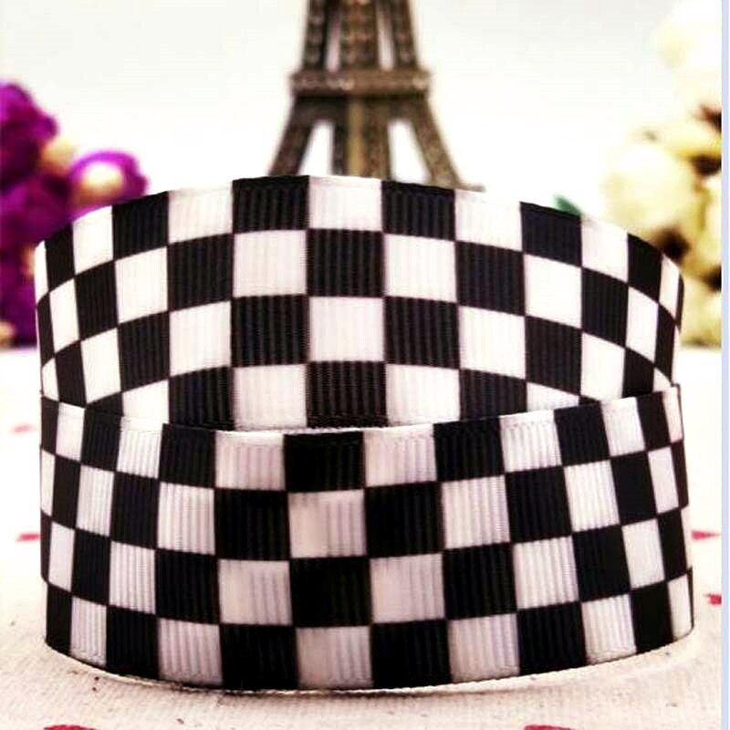 1 '25mm pled czarny czerwony i biały sprawdzone ryps wstążka 10 stoczni DIY Wykonany ręcznie materiał