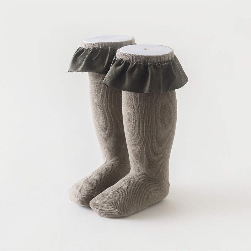 Kinder Sokken - Bloemendessin - Katoen - Casual Stijl - Kantrand: Groente / M voor 4-6y