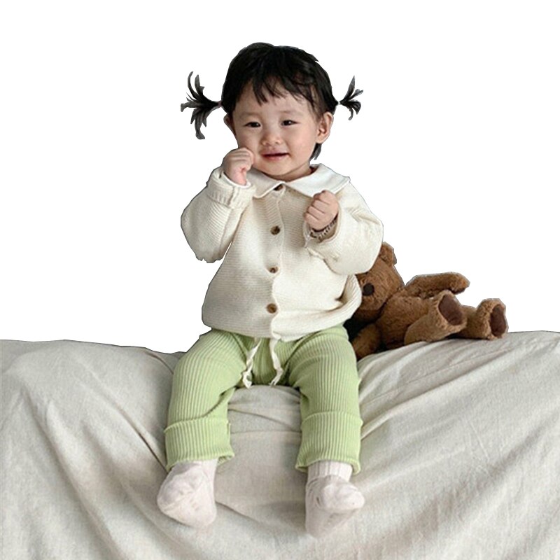 Baby drenge piger cardigan efterårs bomuldstrøje toppe baby børnetøj børn strikket vintertøj 0-2 år spædbarn