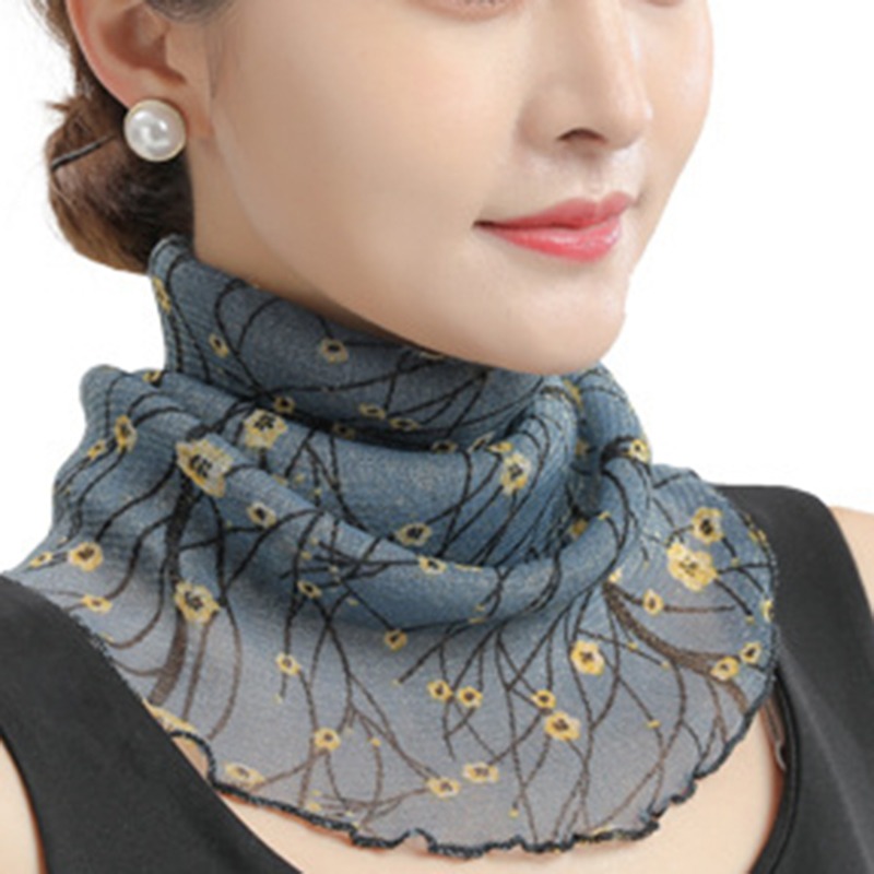 Spring Summer Chiffon Neck Collar Scarf Women Head Thin Sunscreen Variety Small Silk Anti-Uv Scarf Mask Multi-Function Scarf: Orange
