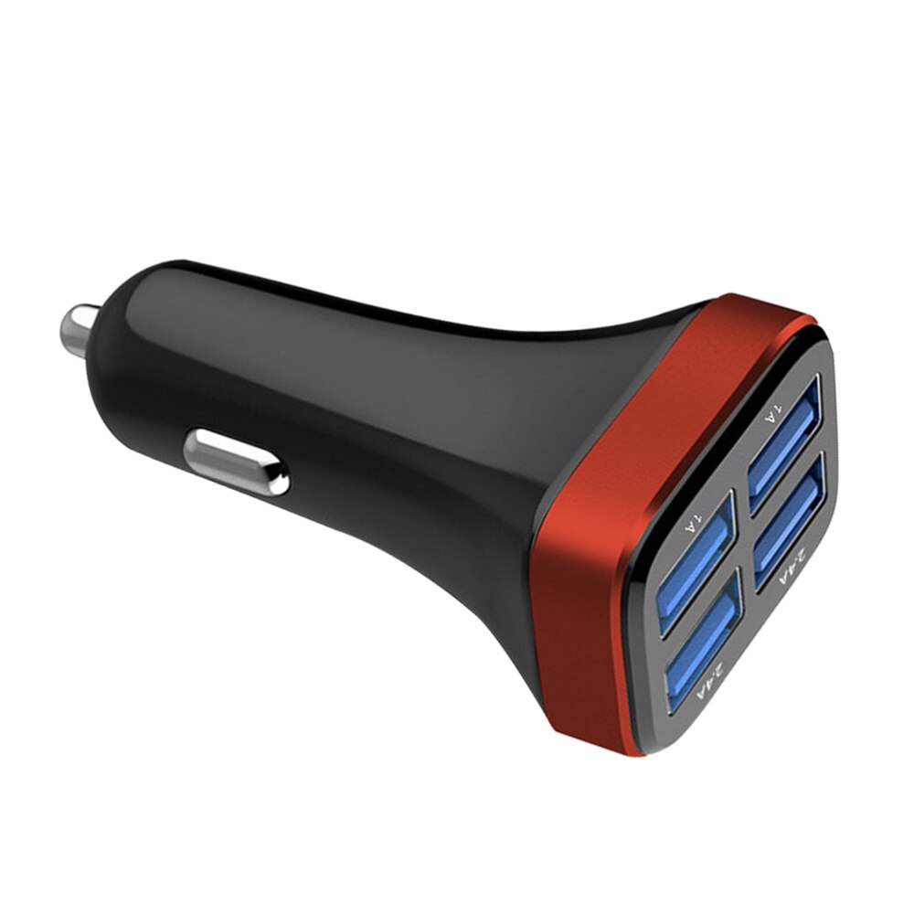 1 Pc 2.4A 4 Usb Poorten Socket Multi Functie Auto Telefoon Oplader (Zwart En Zilver)