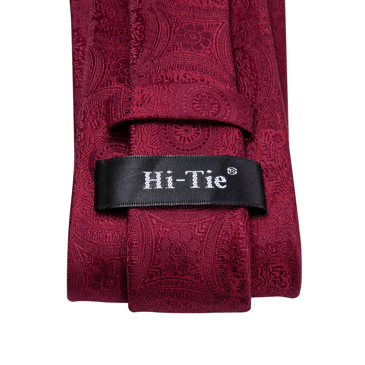 Hi-Tie Heren Cadeau Stropdas Set Rode Wijn Bordeaux Paisley Zijden Bruiloft Stropdas Voor Mannen Hanky manchetknoop