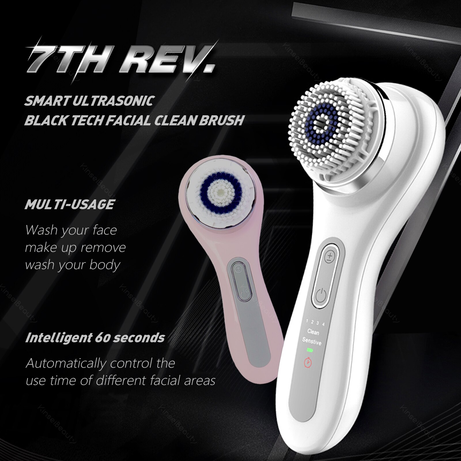 Cepillo de limpieza Facial para uso doméstico, limpiador Facial eléctrico, puntos negros, impermeable, ultrasónico, Peeling, herramienta de belleza de masaje giratorio