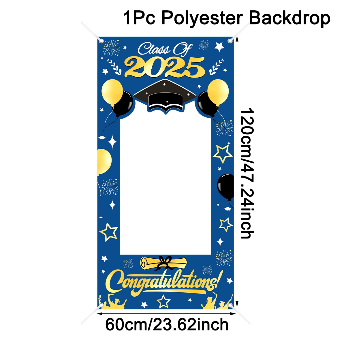 Graduation Photo Booth Prop Frame Banner Frame Backdrop Class of Grad Celebrations Decor Shooting Supplies: Light Grey