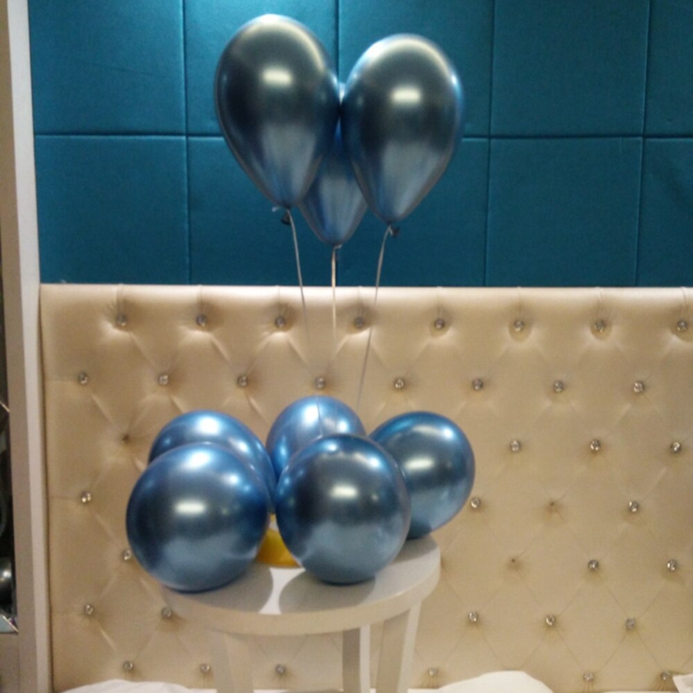 12 '' krom metalliske runde latex balloner guld sølv lyserøde helium balloner til bryllup hotel fødselsdagsfest dekoration 10 stk: Blå 10 stk