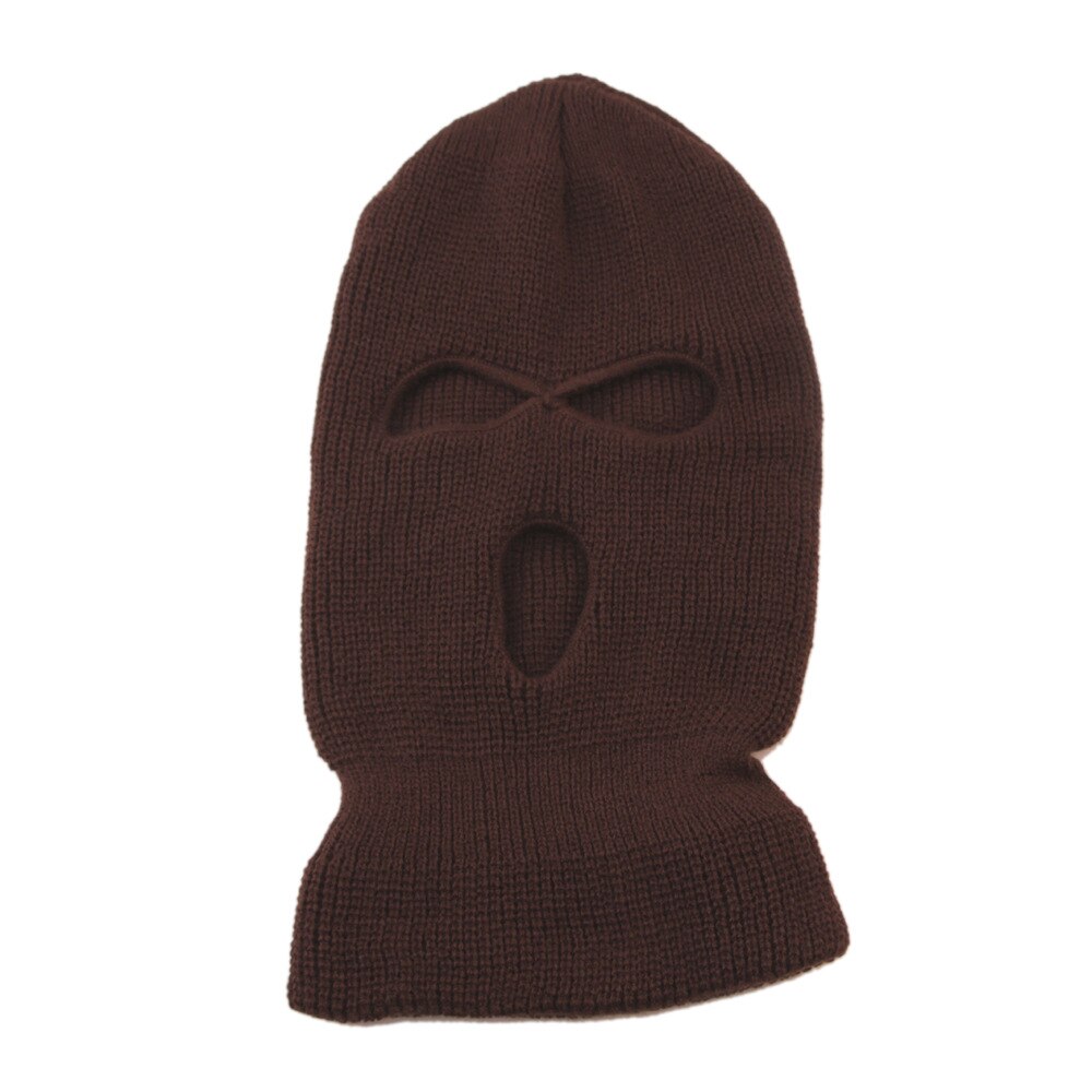 Ski Masker Gebreide Gezicht Cover Winter Volgelaatsmasker Voor Winter Outdoor Sport Winter Drie 3 Gat Bivakmuts gebreide Muts: Coffee