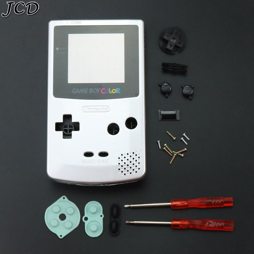 JCD For GBC Limited Edition Shell Replacement For Gameboy Color GBC game console full housing With Rubber Pads Screwdrivers: Silver