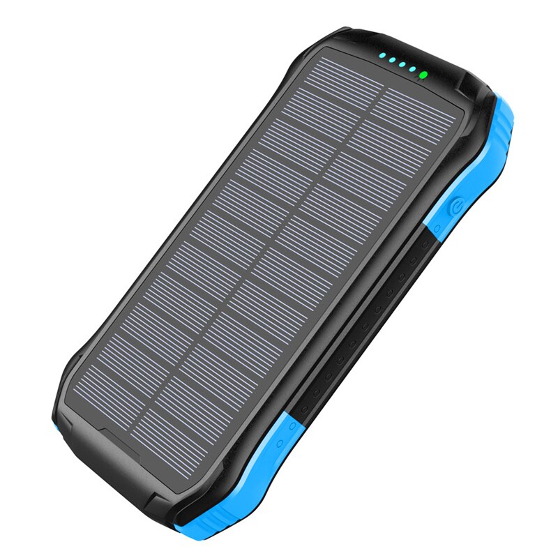 10W Fast Qi Wireless Charger 16000mAh Solar Power Bank PD 18W USB Poverbank Waterproof Powerbank for iPhone 11 Samsung S9 Xiaomi: Blue