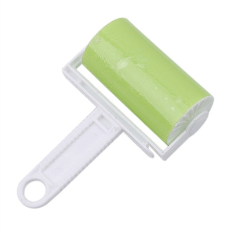 Rodillo adhesivo lavable para ropa, recogedor de polvo de lana, hojas de alfombra, succión de pelo, cepillo de limpieza de tambor de polvo: green
