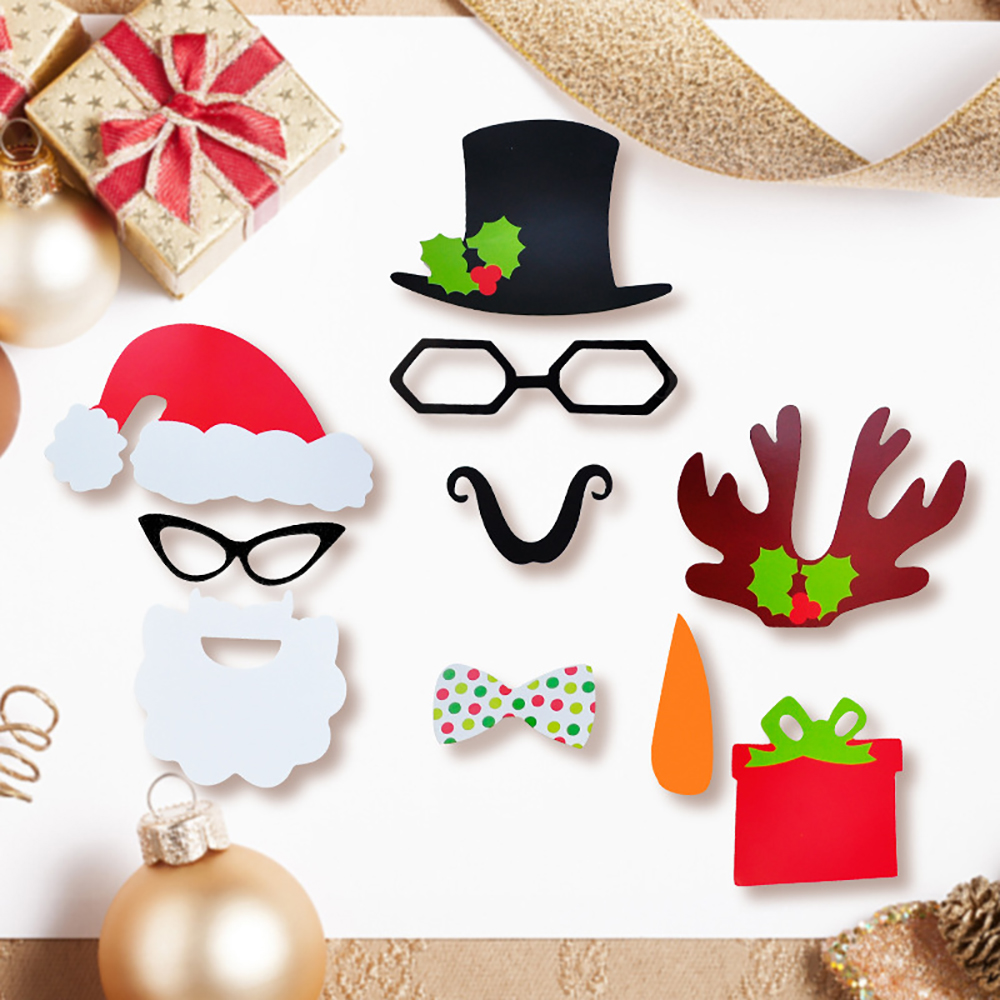 17/28pcs Dressing Up Photobooth Props with Sticks Santa Claus Pattern Funny Birthday Party Wedding Entertainment Tools Souvenir