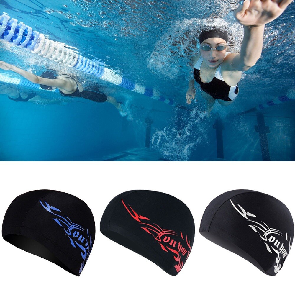 Außen Elastischen Wasserdicht PU Stoff Schwimmen Kappe Ohren Lange Haar Schutz Sport Schwimmen Schwimmbad Hütte Schwimmen kappe für Männer Frauen
