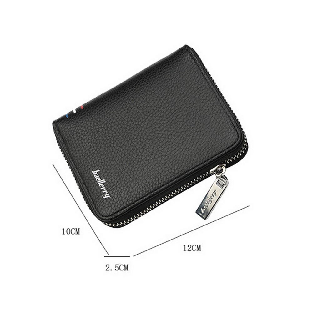 Mens PU Leather Zipper Wallet Zip Around Purse Bifold Multi Card Holder