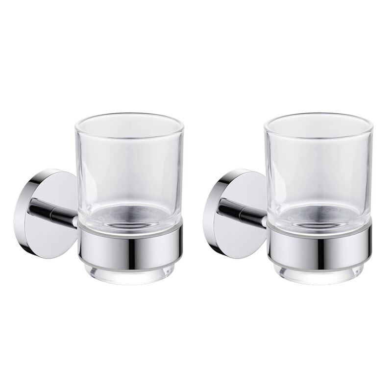 Porte-gobelet mural pour brosse à dents unique en acier inoxydable support de verre et poli, accessoires de salle de bain 304: 2pcs