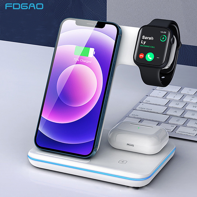 Kabellose ladestation für iphone 13, 12, 3 in 11 xs ,  x 8, apple watch  se 6, 5, 4, 3 und 1 qi pro 15w mit schnellladefunktion