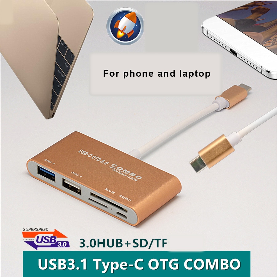 Concentrateur OTG type-c vers lecteur USB SD TF Micro USB pour tablette de téléphone Station d'accueil universelle USB C