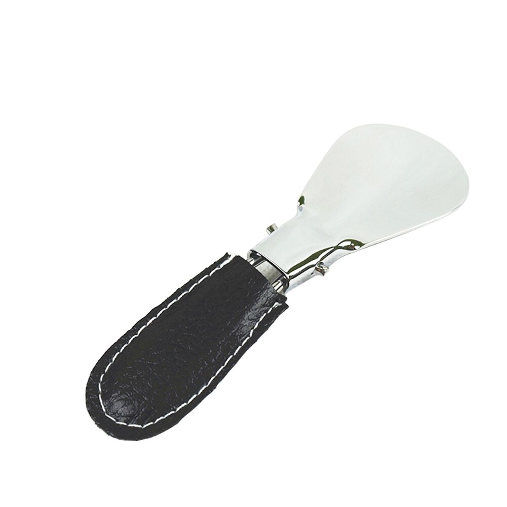 Leather Case Useful Foldable Accessories Shoe Horn Adjustable Mini Practical Handle Flexible Meta Stainless Steel
