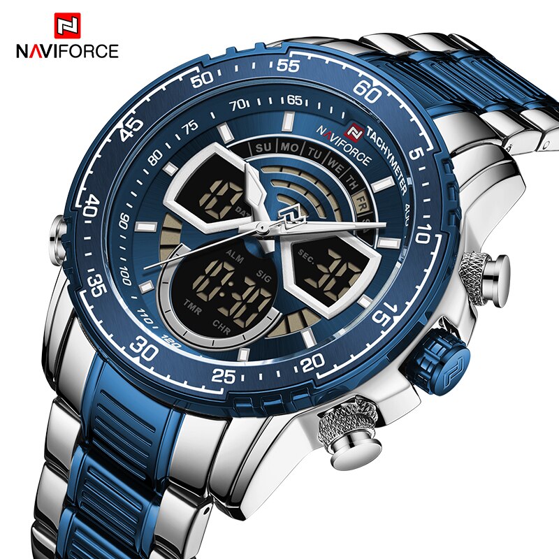 Naviforce Mannen Horloge Grote Wijzerplaat Sport Horloges Heren Chronograaf Led Digitale Quartz Horloge Datum Mannelijke Klok Relogio Masculino