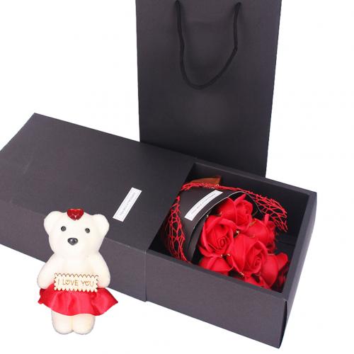 1 buket kunstig sæbe rose blomst bjørn mødre dag fødselsdag bryllup: Rød