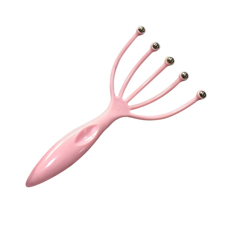 Hand-Held Head Massager Scalp Massager Staal Bal Hoofd Massager Ontspanning Vijf Vinger Massage Tool Voor Hoofd: Pink