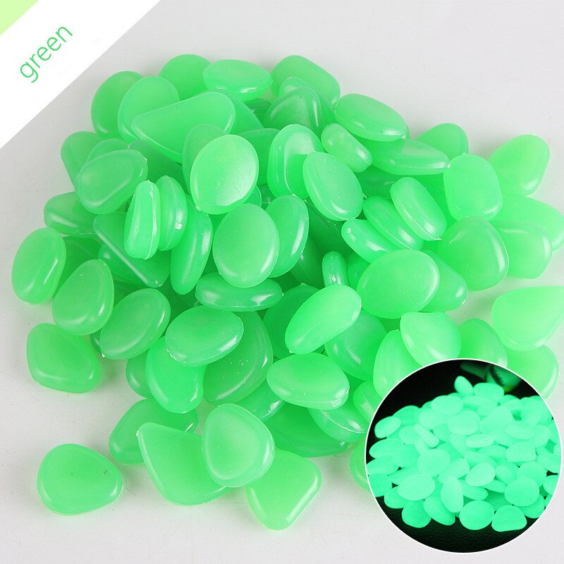 glow in the dark stones 50Pcs Garden Luminous Glowing Stone Pebble Glow in the Dark Garden for Walkways Garden Path marble patio: Green