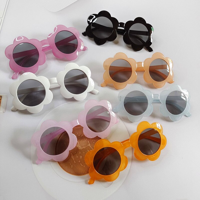 Vintage børn solbriller børn pink nuancer runde briller baby søde blomst solbriller drenge piger eyewear oculos