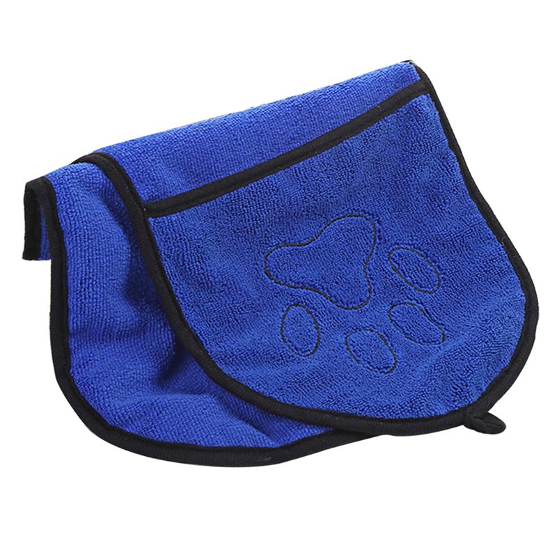 Pet Dog Bath Towel Microfiber Ultra-Absorbent Cat Small Dogs Drying Towel Blanket With Pocket For Large Dogs Bathrobe: Bark Blue