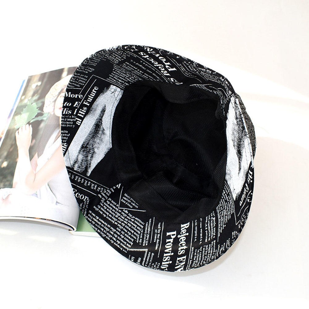 1 Pcs Vintage Newspaper Pattern Bucket Hats Women Men's Panama Hat Fishing Hat Fisherman Cap Casual Sun Hat