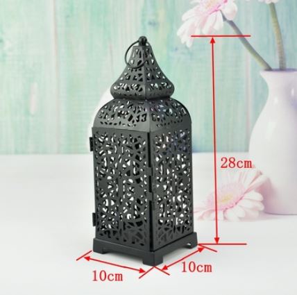 28 *10 cm opengewerkte, uitgesneden vintage metalen holle kandelaars, marokkaanse europese kandelaar hanglampen: Zwart