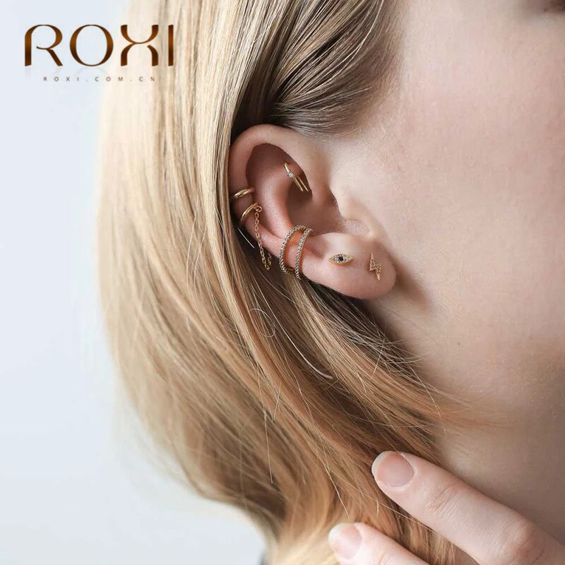 ROXI Prata Esterlina 925 Cadeia de Borla Ear Cuff Clipe Brinco Para As Mulheres Coreano Jóias Indiano Femme 2019 Earcuff Do Punk Longo brinco