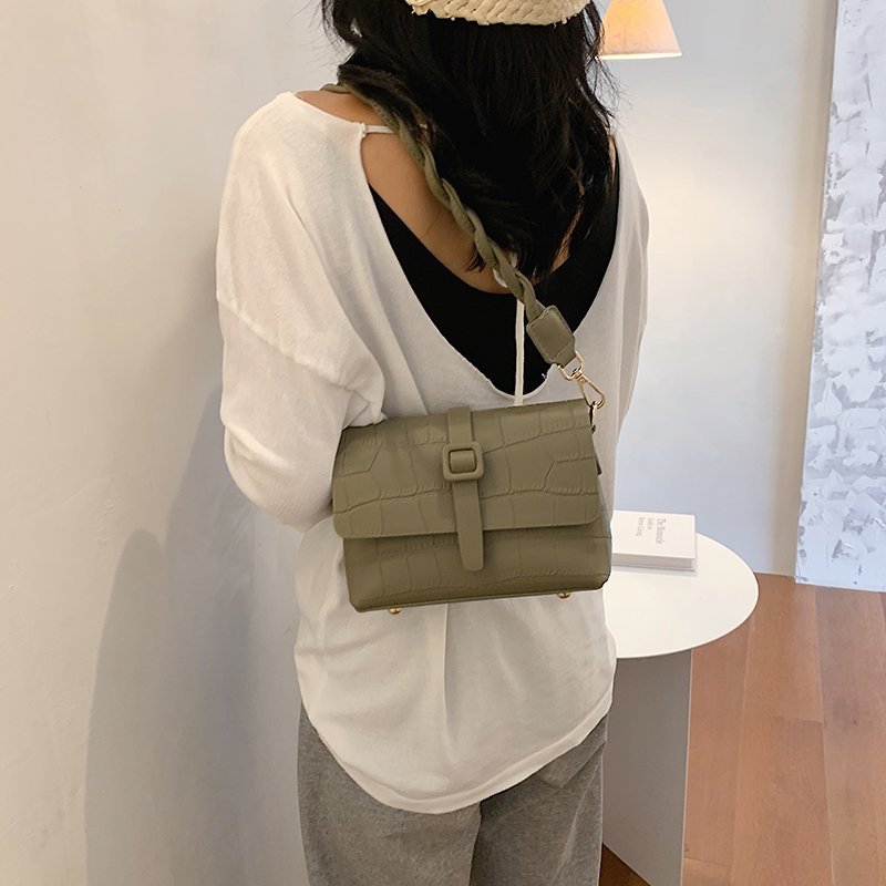Kleine pu leren crossbodytas met stenen patroon voor dames, handtassen voor dames, schoudertas voor op reis met touwriem