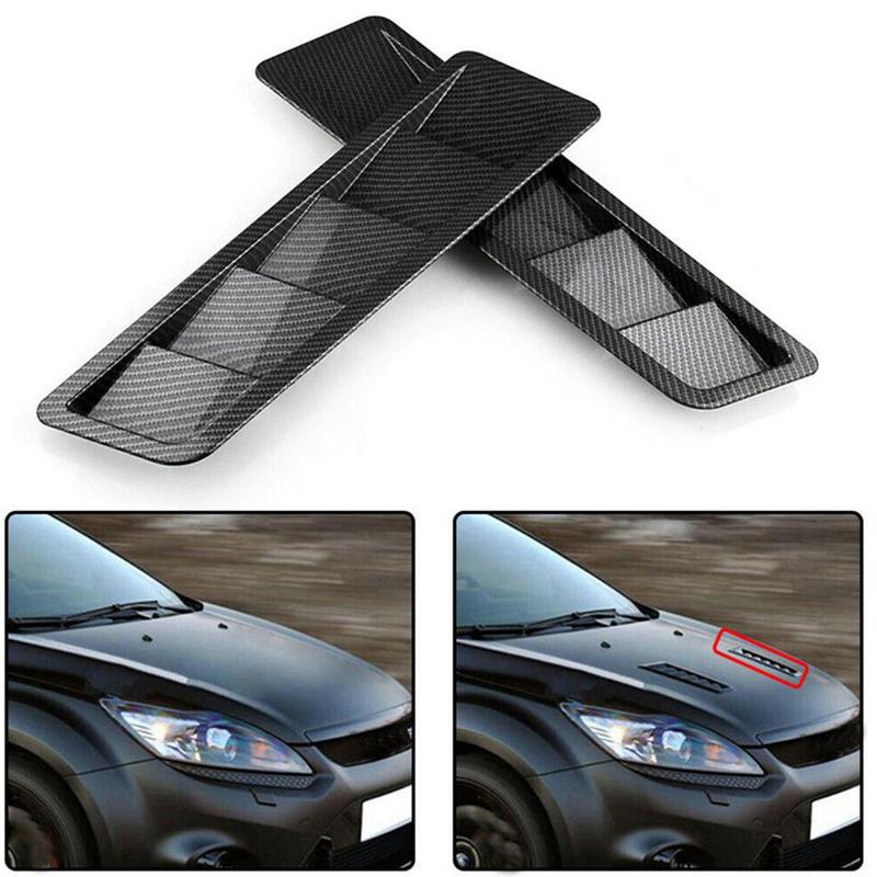 1 Pair Universal Carbon Fiber Hood Louvers Panels Vehicles Hood Vents Decoration Bonnet Vent Hood Cover Car Hood Decoration