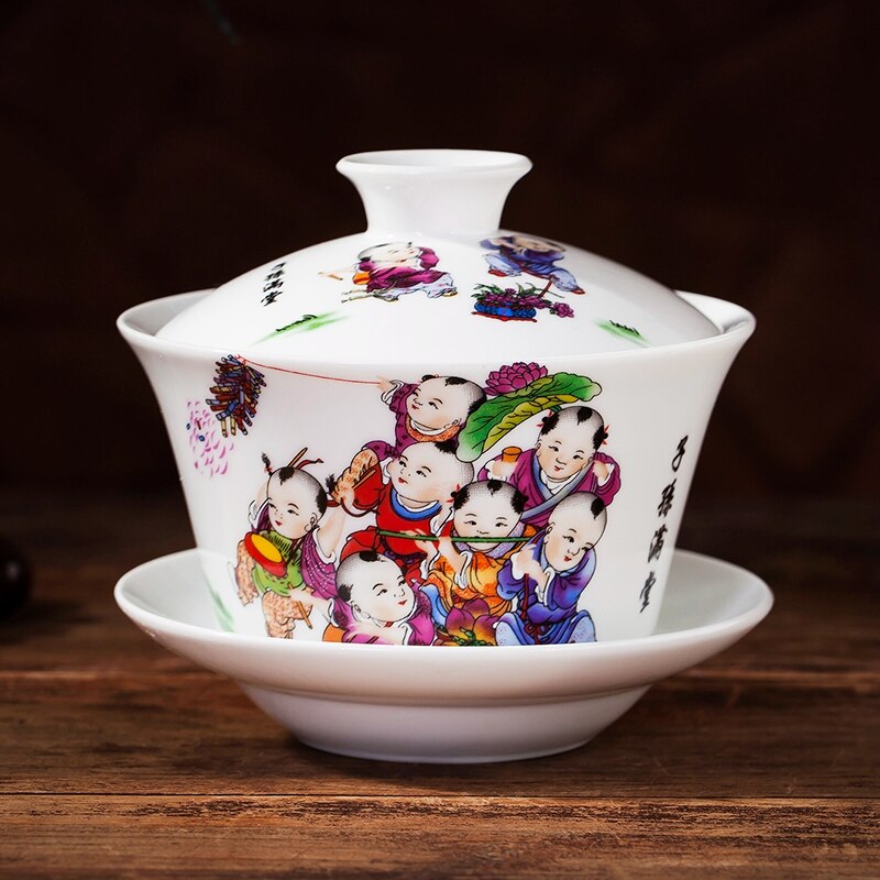 Jingdezhen Gaiwan Porzellan Keramik Tee Schüssel Untertasse Abdeckung einstellen 240ml Meister Pu'er Tasse Teegeschirr Getränk Tee Terrine Container: A Stil