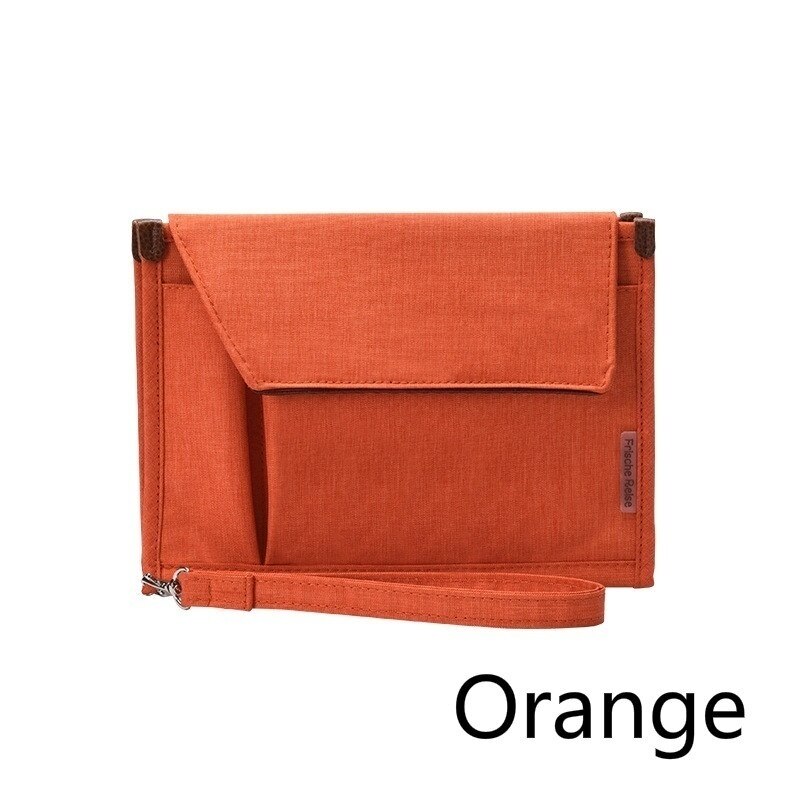 Hommes serviette pour femmes sac de rangement de fichiers multi-couches dossiers de conférence Portable multi-fonction sac de certificat de Document d'affaires: Orange