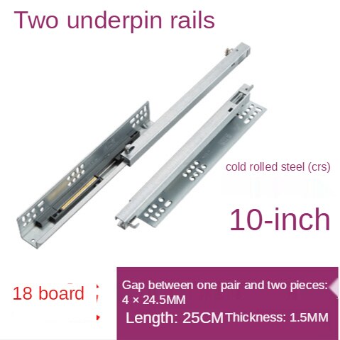 Rail coulissant de meuble à fermeture souple, deux sections de longueur: 10inch