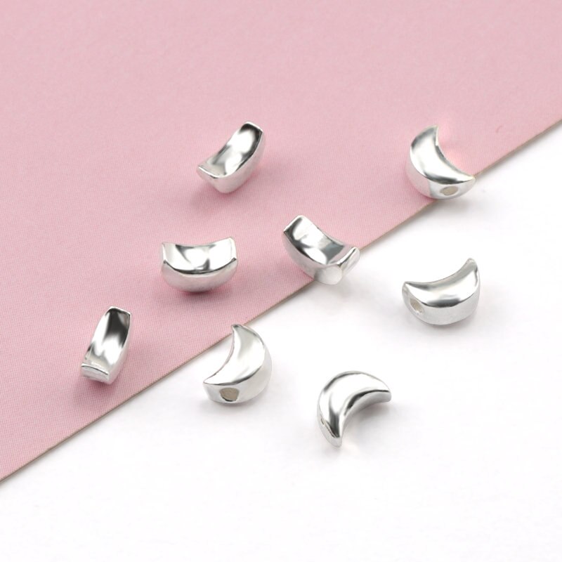 4 styles 925 sterling silver Loose Spacer Beads S925 star triangle moon round beads Bracelet Necklace Accessories diy 5pcs/lot: moon-5.3mm