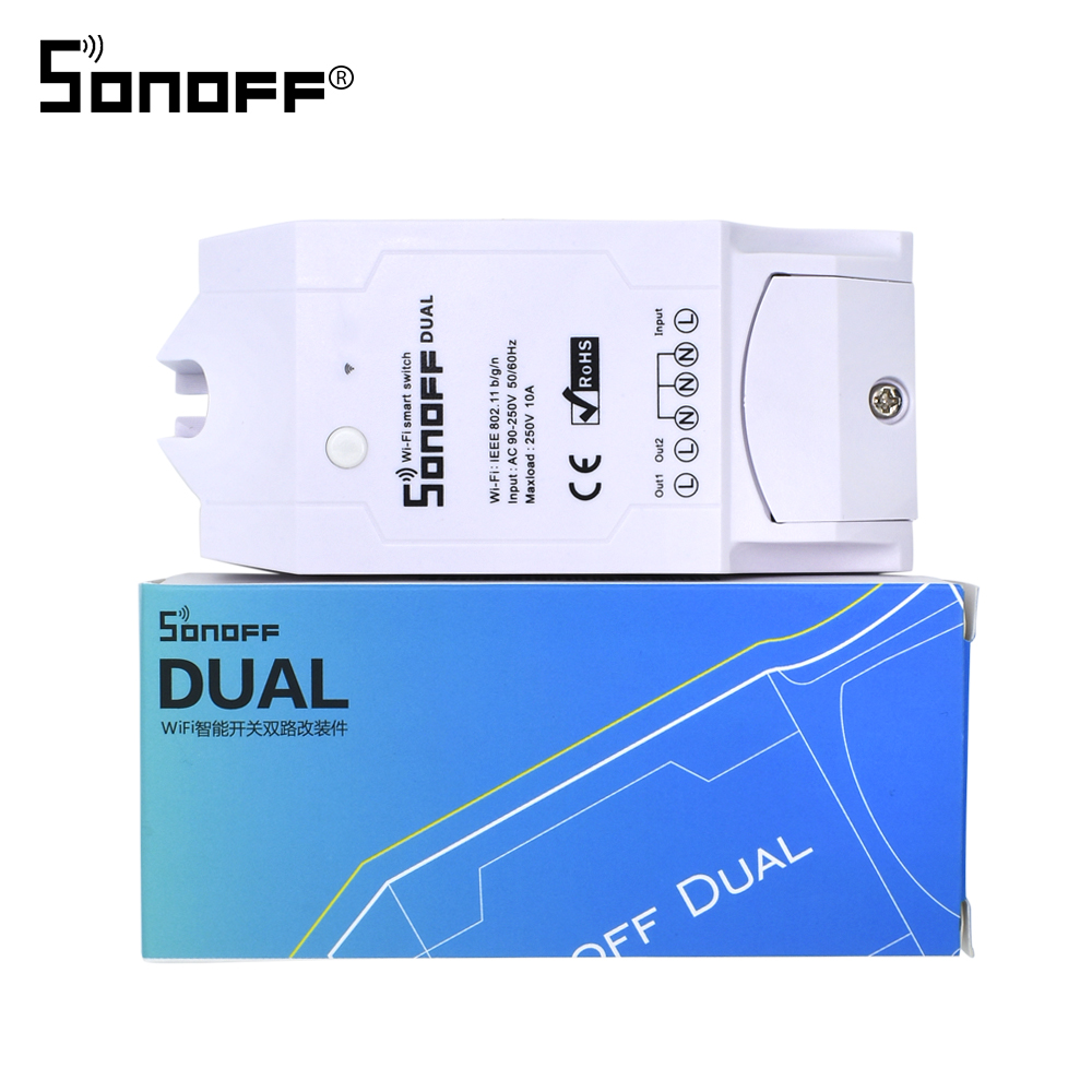 Itead Sonoff Dual Draadloze Wifi Schakelaar Relais Module 10A 220V Diy Timing Wi-fi Voor Smart Home Automation Afstandsbediening