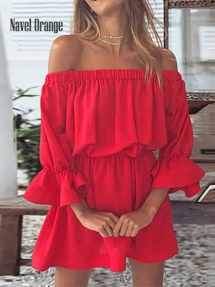 Sommer lässig Frauen Halb aufflackern Hülse Party Kleid Druck Schrägstrich Nacken Damen Mini Kleid Süße sexy Streetwear Vestidos