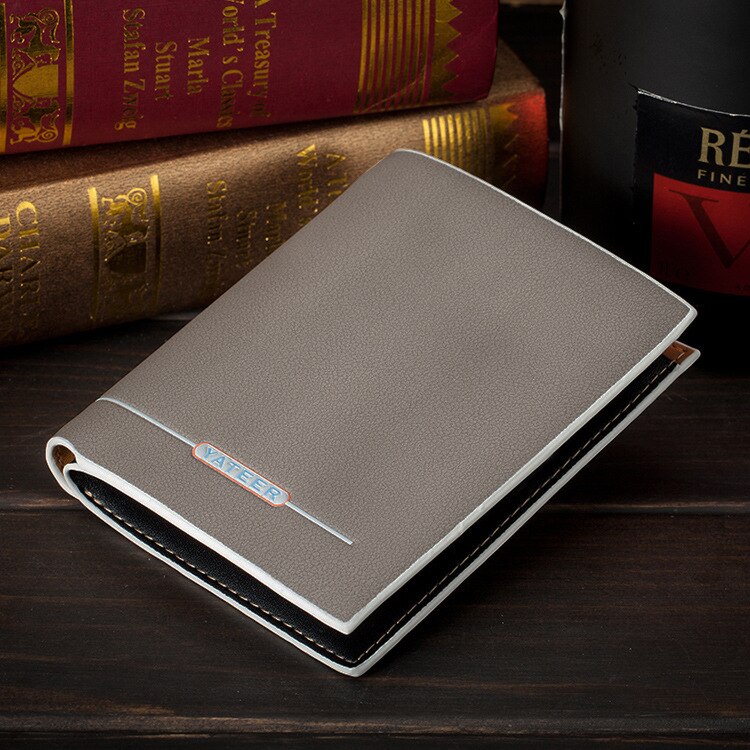 Purses Male Slim Purse Retro Short Bifold Wallet for Men Business ID Card Holders Men's Wallet Small Leather Cards Wallets: D Gray 2