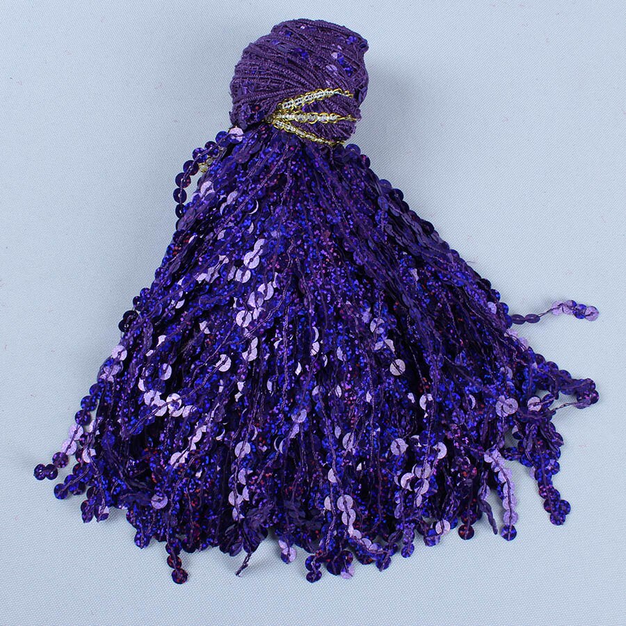 6 Metri/lotto Olografica Paillettes Nappe E Frange Tenda Decorativa pizzo ordinare Nappe Fai Da Te Accessori di ABBIGLIAMENTO patchwork: Wide 15cm / viola