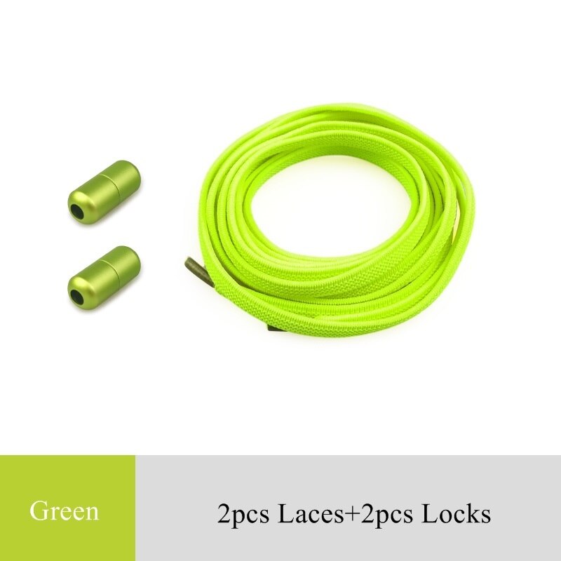 1 paire aluminium métal serrure lacets élastique chaussure lacets spécial pas de cravate lacet pour hommes femmes laçage caoutchouc Zapatillas 20 couleurs: green