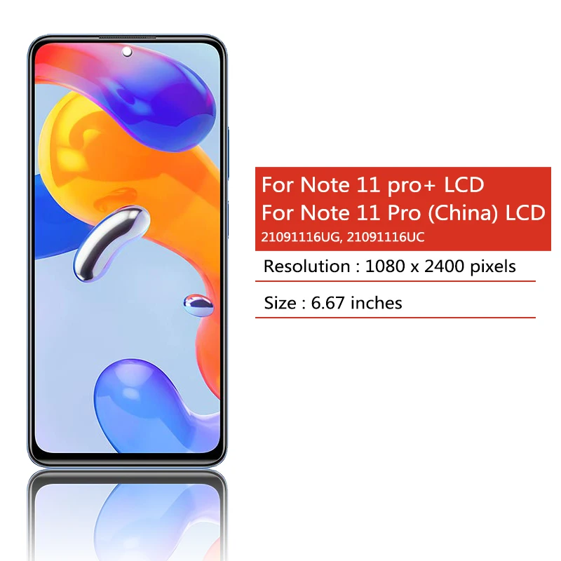 Prueba 100% para Xiaomi Redmi Note 11 Pro+ 5G 21091116 Digitalizador táctil de pantalla LCD UG para Redmi Note 11 Pro Plus 21091116 C