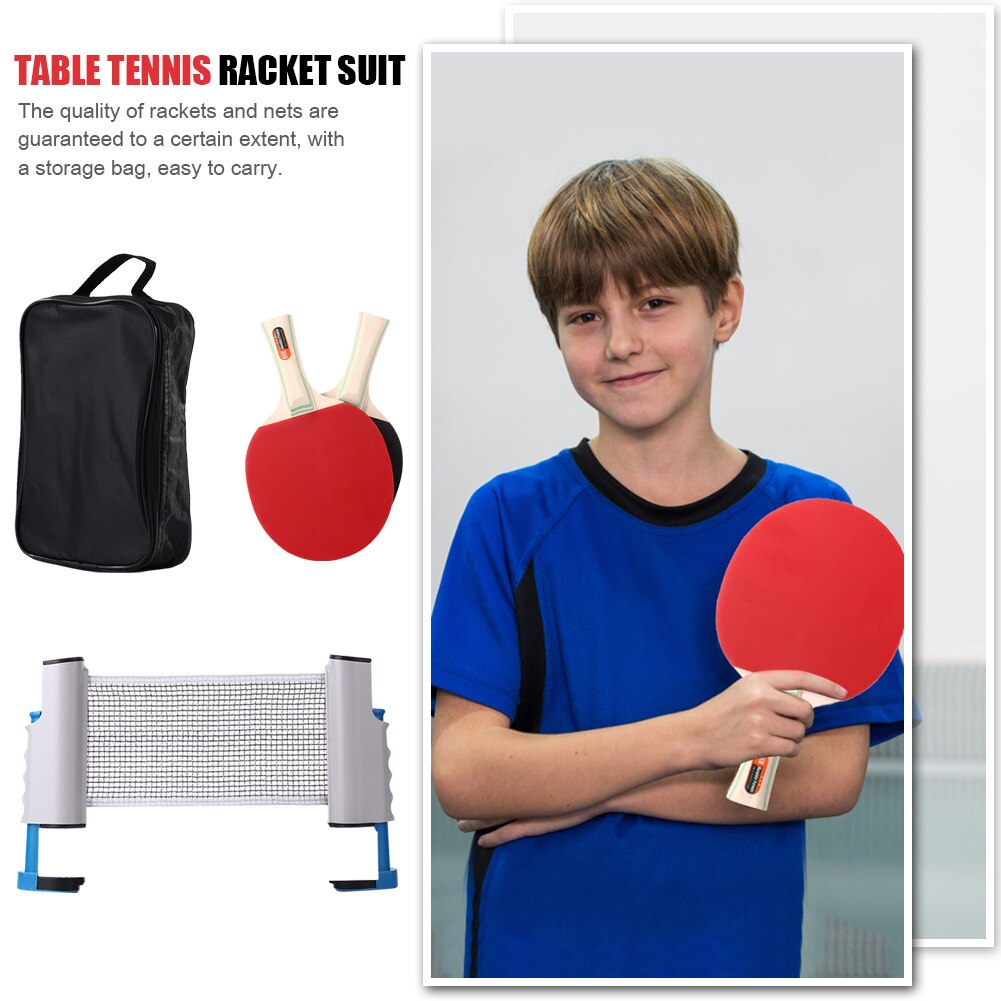 Conjunto de rede retrátil portátil equipamento de treinamento ping pong raquete de tênis de mesa para exercício interior esporte decoração