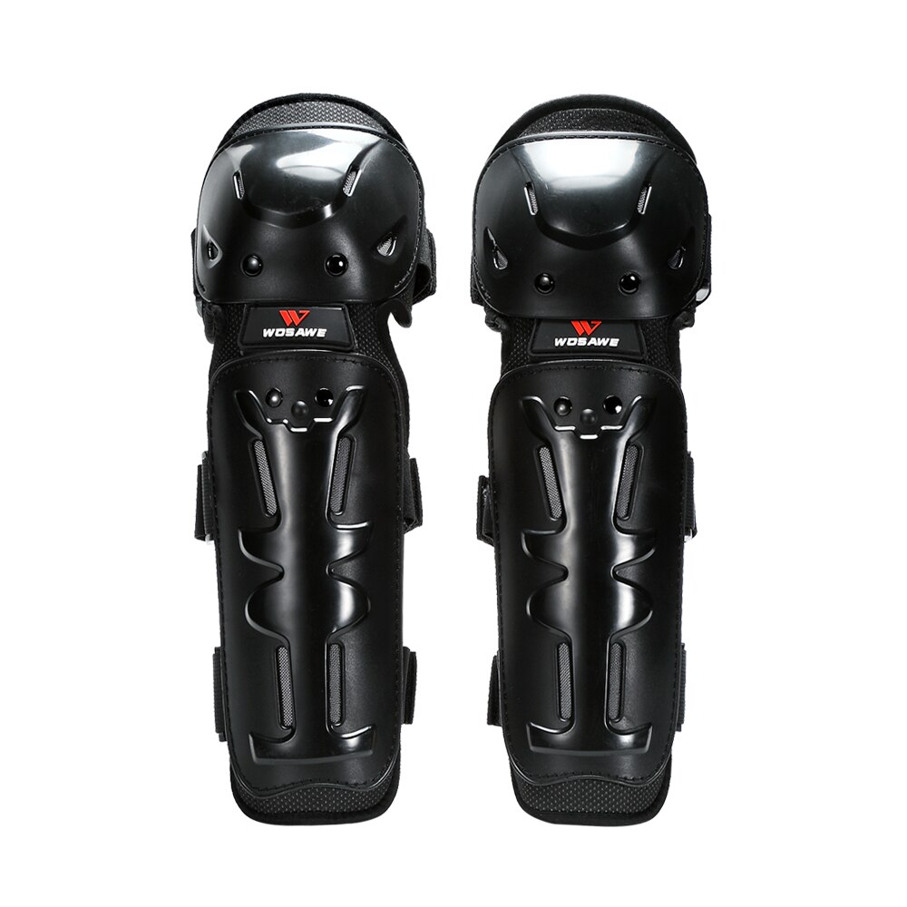 Genouillères WOSAWE Cyclisme Et Moto – Coque Rigide, Réglables, Taille Unique, Protection Noir